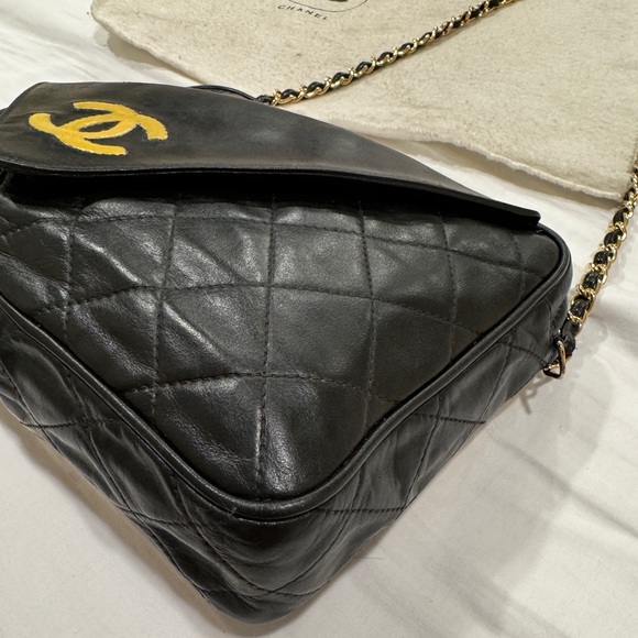 CHANEL CC Matelasse Tassel Chain Shoulder Bag Leather Black Vintage - Picture 3 of 13